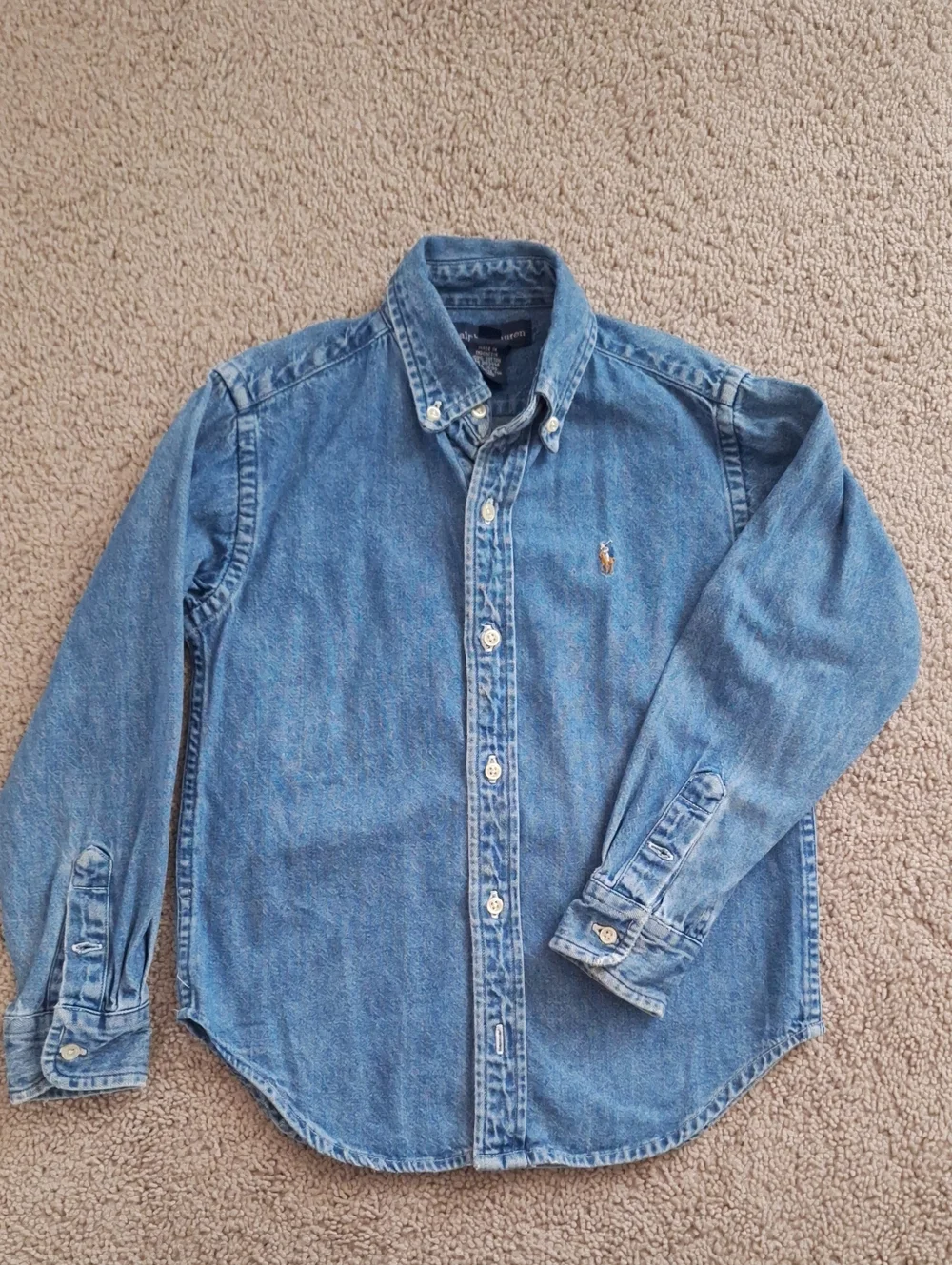 Ralph Lauren Blue Denim  Kids Denim Button-Down Shirt Size 5